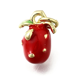 Питайи Латунь с эмалевыми подвесками, долговечный, без свинца и без кадмия, реальный 18 k позолоченный, с целью перехода в кольце, питайи, 12x9x8 мм, отверстие : 3.2 мм