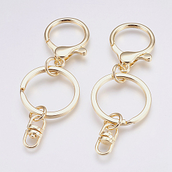 Light Gold Alloy Keychain, with Iron Findings, Light Gold, 87mm