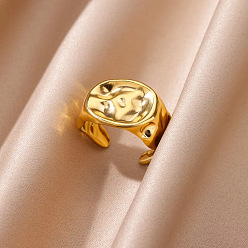 Настоящее золото 18K 304 регулируемые манжетные кольца из нержавеющей стали, самородки, реальный 18 k позолоченный, внутренний диаметр: регулируемый