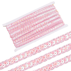 Бледно-Розовый Металлизированная кружевная отделка, полиэстеровая кружевная лента «сороконожка» с пайетками, для рукоделия шитья, аксессуары для одежды, розовый жемчуг, 1/2 дюйм (12.5 мм), около 14.22 ярдов (13 м) / шт