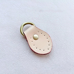 Seashell Color Cattlehide Zipper Heads, Leather Zipper Pullers, for Boot, Jacket, Luggage Handbags, Bags, Purse, Jacket Repairing, Seashell Color, 4.5x2.5cm, Hole: 13mm