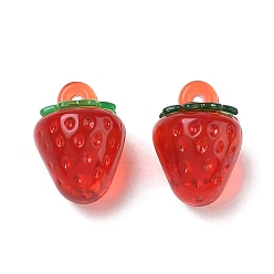 Dark Red Transparent Acrylic Pendants, Strawberry Charms, Dark Red, 18.5x13.5mm, Hole: 1.4mm