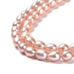 Dark Salmon Natural Cultured Freshwater Pearl Beads Strands, Rice, Grade 4A+, Dark Salmon, 6~8x5~6mm, Hole: 0.5mm, about 54pcs/strand, 14.65''(37.2cm)