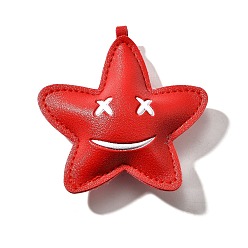Красный Подвески из искусственной кожи, звезда, красные, 83.5x81x22.5 мм, отверстие : 7x2 мм