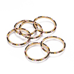 Разноцветный Японский бисер miyuki & toho ручной работы, с латунными кольцами, Ткацкий станок, кольцо, золотые, красочный, 31x1.8 мм