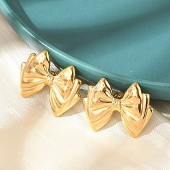Bowknot 304 из нержавеющей стали серьги, реальный 18 k позолоченный, бантом, 20x26.5 мм