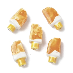 Оранжевый Фарфоровые бусины ручной работы, пастельный фарфор, мороженое, оранжевые, 15.5x8x6 мм, отверстие : 1.8 мм