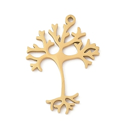 Золотой 304 подвески из нержавеющей стали, лазерная резка, очарование дерева, золотые, 28x20x1 мм, отверстие : 1.5 мм