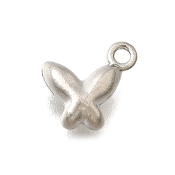 Бабочка 304 прелести нержавеющей стали, цвет нержавеющей стали, анти-тускнение, бабочка, 8x8.5x3.5 мм, отверстие : 1.2 мм