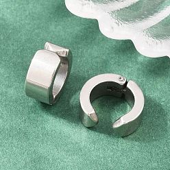 Stainless Steel Color 201 Stainless Steel Cuff Earrings, C-Shaped, with 304 Stainless Steel Pin, Stainless Steel Color, 13x6mm