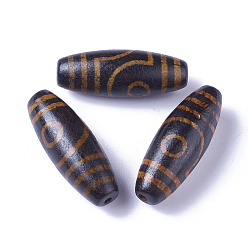 2-Глаза Тибетский стиль 2 бусины дзи, природных бисера агат, рис, 28~30x9.5~10.5 мм, отверстие : 1.5~2 мм