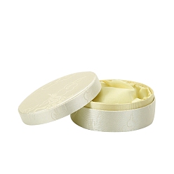 Бежевый Шкатулка для украшений из парчи в китайском стиле, подарочная коробка набор ювелирных изделий коробки, Для кольца, серьга, бежевые, 12x5 см