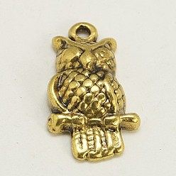 Античное Золото Сплавочные подвески тибетского стиля, без кадмия, без никеля и без свинца, сова, для Хэллоуина, античное золото , 22x12x4.5 мм, отверстие : 2 мм