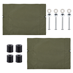 Темно-оливково-зеленый 2 шт. ткань для замены стульев из ткани Оксфорд, прямоугольные, с 2 комплектами железных винтовых соединений, темно-оливковый зеленый, 475x370x2.5 мм