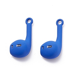 Blue Baking Paint Zinc Alloy Pendants, Headset, Blue, 21x9x6mm, Hole: 1.8mm