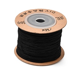 Black Nylon Chinese Knotting Cord, Braided Thread for Jewelry Making Macrame Craft, Black, 0.6mm, about 109.36 yards(100m)/roll