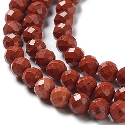 Red Jasper Natural Red Jasper Beads Strands, Faceted, Round, 4mm, Hole: 0.6mm, about 94~95pcs/strand, 15.35''(39cm)
