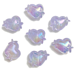 чертополох 10 шт. светящиеся акриловые бусины с УФ-покрытием, светится в темноте, сердце, чертополох, 14x20 мм