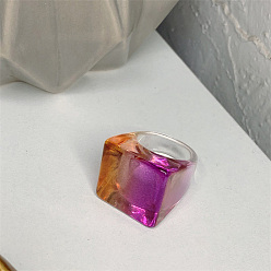 Фиолетовый Имитация колец из смолы, имитирующих конфеты, квадратный, фиолетовые, 17 мм