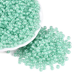 Medium Aquamarine FGB Glass Seed Beads, Inside Colours Lustered, Grade A, Round, Medium Aquamarine, 6/0, 4x3mm, Hole: 1.2~1.4mm, about 6400pcs/pound