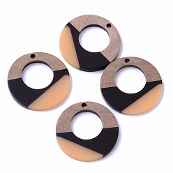 Сэнди Коричневый Подвески из смолы и ореха, кольцо, песчаный коричневый, 28x3 мм, отверстие : 2 мм