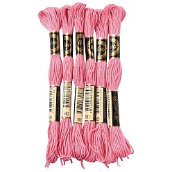 Pink 6Bundles Polyester Embroidery Floss, Cross Stitch Threads, Pink, 1mm, about 8.75 Yards(8m)/Bundle