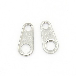 Stainless Steel Color Tarnish Resistant 304 Stainless Steel Chain Tabs, Chain Extender Connectors, Teardrop, Stainless Steel Color, 6.5x3x0.5mm, Hole: 1mm & 1.5mm