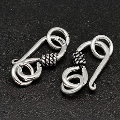 Antique Silver 925 Thailand Sterling Silver S-Hook Clasps, Antique Silver, 14x8x3mm, Hole: 4mm, about 25pcs/20g