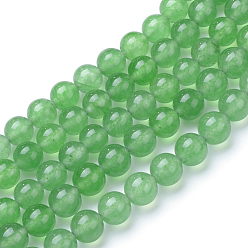 Зеленый Натуральный белый нефритовый шарик нити, окрашенные, круглые, зелёные, 6 мм, отверстие : 1 мм, около 66 шт / нитка, 15.7 дюйм