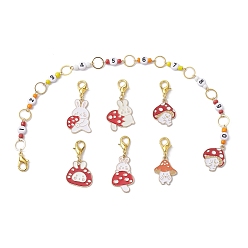 (123L) Белый крем непрозрачный блеск 7 шт., эмалированные цепочки для вязания рядов из сплава кролика и гриба и наборы маркеров для запирания стежков, огнеупорный кирпич, 4~30.8 см