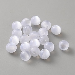 White Transparent Resin Beads, Imitation Cat Eye, Round, White, 6mm, Hole: 1.5mm
