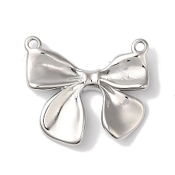 Platinum Rack Plating Brass Pendants, Long-Lasting Plated, Lead Free & Cadmium Free, Bowknot, Platinum, 19.5x21.5x2.5mm, Hole: 1.4mm