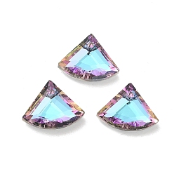 Сливовый Гальваническим подвески стекла, с покрытием на задной стороне, граненые, веерообразный, слива, 12x15x5 мм, отверстие : 1.2 мм