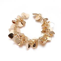 Золотой Железные цепи ручной работы, с железными подвесками, несварные, сердце, с катушкой, золотые, 7.2x6x0.4 мм, около 32.8 футов (10 м) / рулон