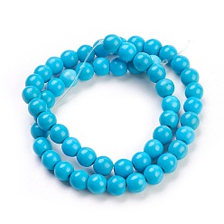 Deep Sky Blue Synthetic Turquoise Beads Strands, Dyed, Round, Deep Sky Blue, 8mm, Hole: 1mm, about 50pcs/strand, 15.35 inch