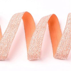 Licht Lachs Gold und Silber funkeln elastisches seitliches Nylonband, Gewebekleidungsnähzubehör, Licht Lachs, 5/8 Zoll (15 mm), etwa 50yards / Rolle (45.72 m / Rolle)