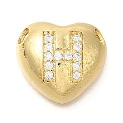 Letter H Стойка металлическая латунная микропрофилированная кубическая циркония подвески, без кадмия и без свинца, сердце с подвесками в виде буквы az, реальный 18 k позолоченный, Письмо ч, 14.5x16x6 мм, отверстие : 3 мм