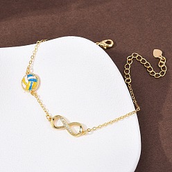 Volleyball Спортивные браслеты с латунными микрокристаллами кубических цирконий в форме бесконечности, браслеты-цепочки для женщин, с эмалью, волейбол, 6-3/4 дюйм (17 см)