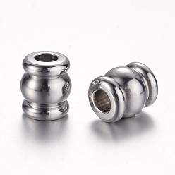 Stainless Steel Color Tarnish Resistant 201 Stainless Steel Beads, Grooved BeadsColumn, Stainless Steel Color, 9x8mm, Hole: 3mm