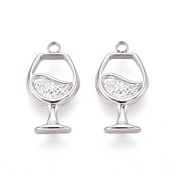 Нержавеющая Сталь Цвет 304 прелести нержавеющей стали, очарование бокала вина, анти-тускнение, цвет нержавеющей стали, 14x7.5x1.5 мм, отверстие : 1.2 мм