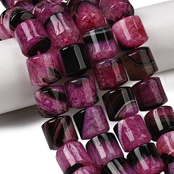 Темно-Розовый Природный агат бисер нитей, окрашенная и подогревом, барабан, темно-розовыми, 14~14.5x13.5~14.5 мм, отверстие : 1~1.2 мм, около 28 шт / нитка, 15.55"~15.75'' (39.5~40 см)