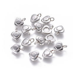 Нержавеющая Сталь Цвет Не тускнеет 304 подвеска из нержавеющей стали кабошон, сердце, цвет нержавеющей стали, лоток : 4 мм, 10x7.8x2~3.5 мм, отверстие : 2 мм