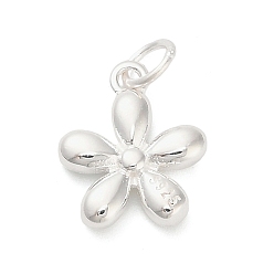 Серебро 925 подвески-цветы из стерлингового серебра, с перемычками и 925 штампом, серебряные, 12.5x11x3 мм, отверстие : 2.5 мм