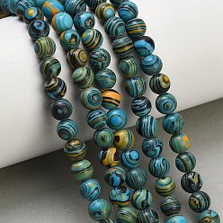 Deep Sky Blue Dyed Synthetic Malachite Beads Strands, Smooth Round, Deep Sky Blue, 6~6.5mm, Hole: 0.8mm, about 63pcs/strand, 14.17~14.53 inch(36~36.9cm)