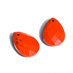 Красный Камень Природные красной яшмы подвески, граненые амулеты-капли, 18x13x6 мм