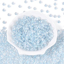 Светлый Стально-синий Внутренние цвета прозрачные стеклянные бусины, рондель, светло-стальной синий, 6x4 мм, отверстие : 2 мм, Около 2000 шт / 450 г