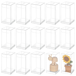 Серебро Складные подарочные коробки для хранения из ПВХ, с основой из бумажных карточек серебристого цвета, прямоугольные, серебряные, 5.1x5.1x10.1 см