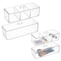 Clear 4Pcs Transparent Plastic Cotton Swab Box & 4Pcs Lid, Rectangle, Clear, 230x91~92x20~64mm