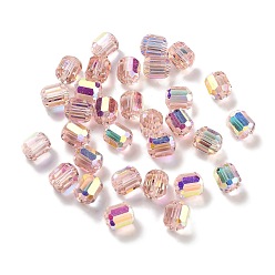 Pink Стеклянные шарики для гальванических столбиков, с покрытием AB цвета, граненые, розовые, 9x8 мм, отверстие : 1.5 мм