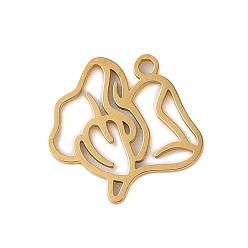 April Sweet Pea 304 подвески из нержавеющей стали, лазерная резка, полый оберег в форме цветка рождения, реальный 18 k позолоченный, апрельский душистый горошек, 13x12.5x1 мм, отверстие : 1.2 мм